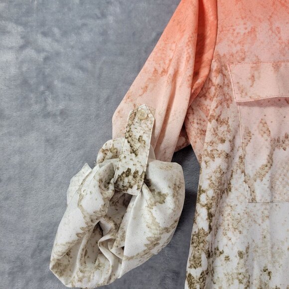 Calvin Klein Womens Medium M Roll Tab Sleeve Snake Print Ombre Top Vibes - Picture 3 of 12